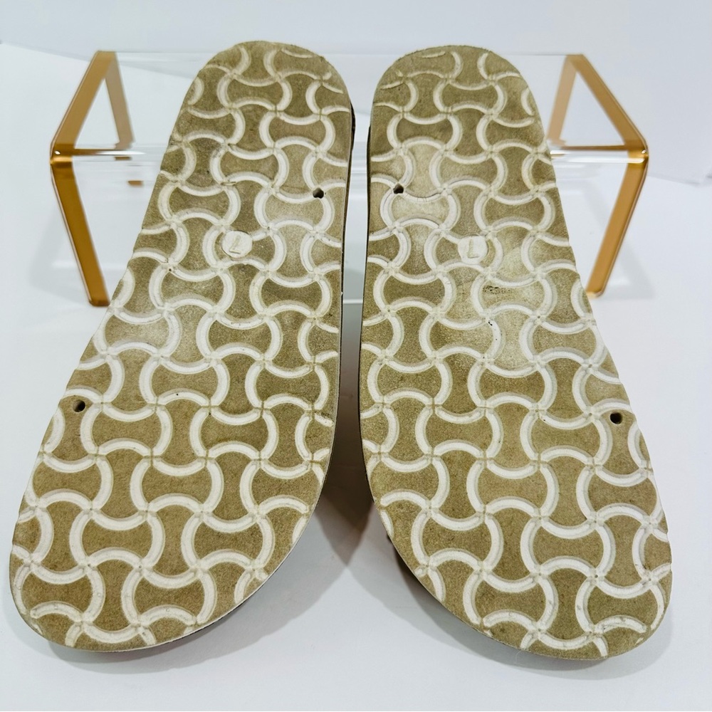 🩷 AUSTIN TRADING CO. WOMENS ROSE GOLD DUAL STRAP CORK SLIDES SIZE 7 GOOD - Picture 3 of 13